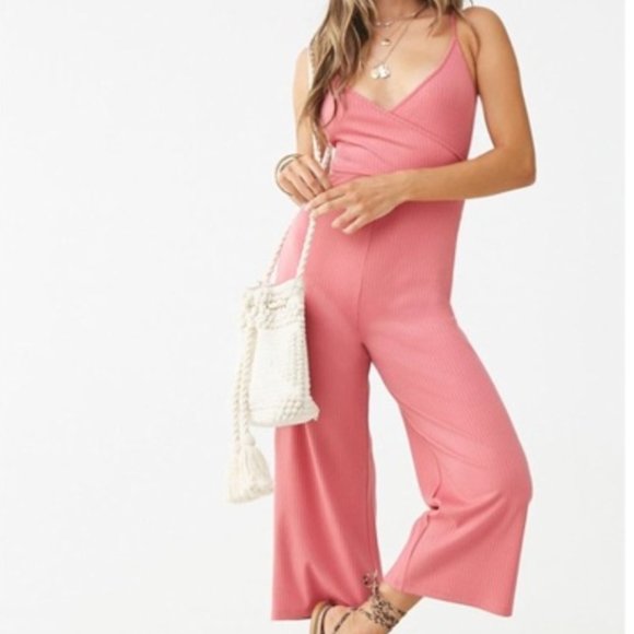 Forever 21 Cami Surplice Ribbed Culotte Jumpsuit - Picture 2 of 6